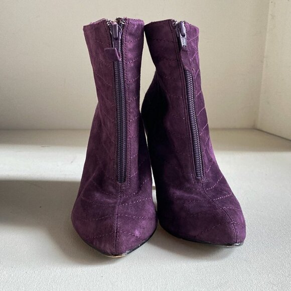 Heyraud Purple Suede Zip up Wedge Booties 37 - Picture 2 of 8